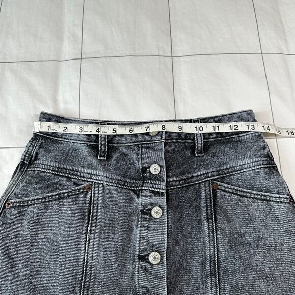 Abercrombie & Fitch Skirt Womens 26 Black Acid Wash Natural Rise Button Mini - Picture 6 of 8
